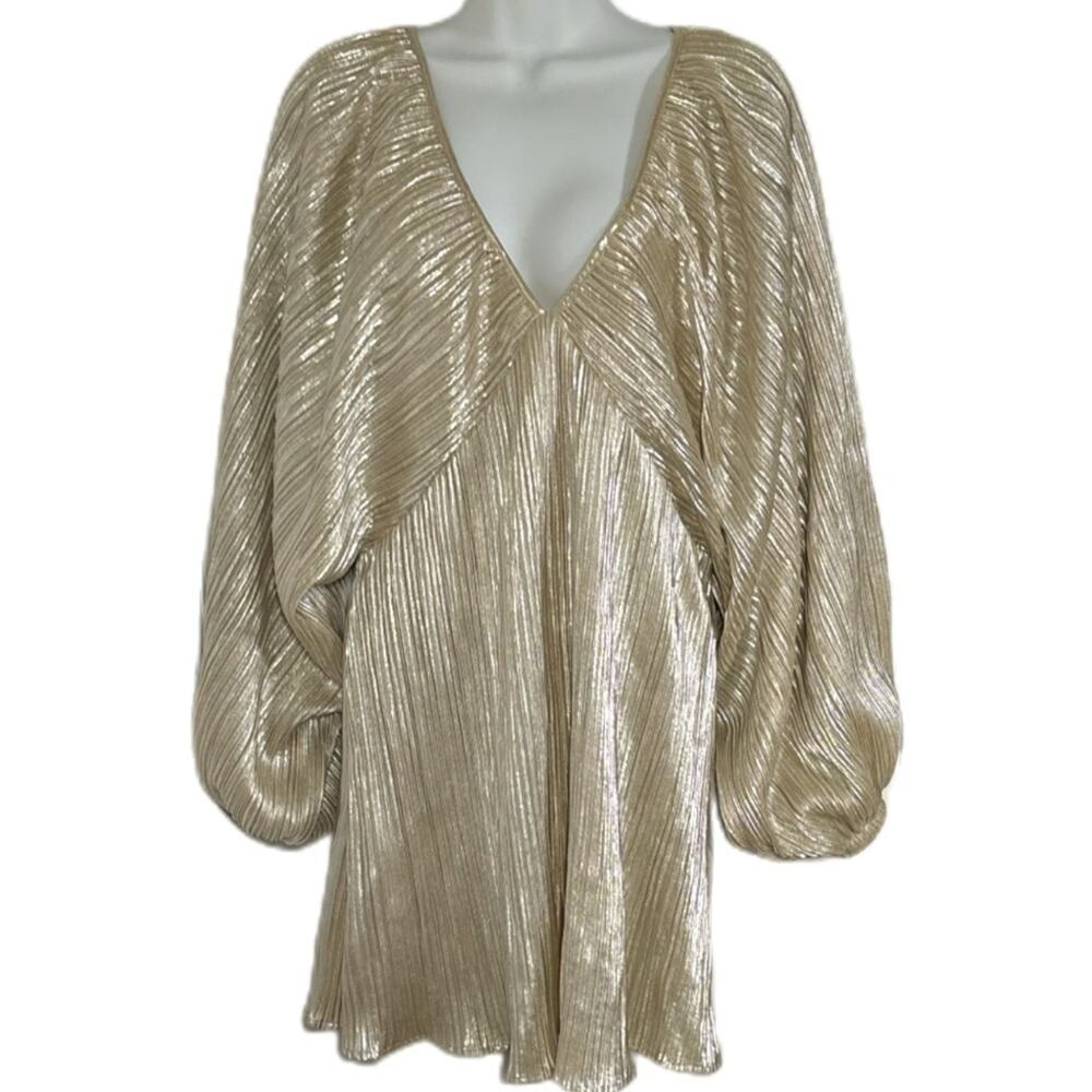 Nasty Gal Metallic Shimmering Star Girl Party Mini Dress Gold Size 6